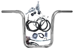 Kit Guidão Seca Sovaco - 15" Pol. Altura - Tubo 1.1/4" Pol. CURVE - CROMADO - Harley Davidson - Dyna Fat Bob (com riser) - comprar online