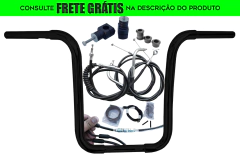 Kit Guidão Seca Sovaco - 14" Pol. Altura - Tubo 1.1/4" Pol. CURVE - PRETO - Harley Davidson - Dyna Fat Bob