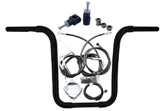 Kit Guidão Seca Sovaco - 16" Pol. Altura - Tubo 1.1/4" Pol. CURVE - PRETO - Harley Davidson - Deluxe (com riser) - comprar online