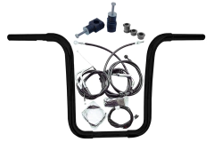 Kit Guidão Seca Sovaco - 15" Pol. Altura - Tubo 1.1/4" Pol. CURVE - PRETO - Harley Davidson - Deluxe (com riser) - comprar online