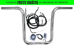 Kit Guidão Seca Sovaco - 15" Pol. Altura - Tubo 1.1/4" Pol. CURVE - CROMADO - Yamaha - Drag Star