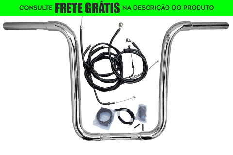 Kit Guidão Seca Sovaco - 15" Pol. Altura - Tubo 1.1/4" Pol. CURVE - CROMADO - Yamaha - Drag Star