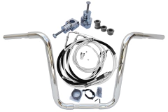 Kit Guidão e Cabos CROMADOS - Seca Sovaco - 18" Pol. Altura - Tubo 1.1/4" Pol. - Harley Davidson - Deluxe (com riser e ABS) - comprar online