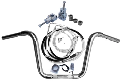 Kit Guidão e Cabos CROMADOS - Seca Sovaco - 12" Pol. Altura - Tubo 1.1/4" Pol. - Harley Davidson - Deluxe (com riser e ABS) - comprar online