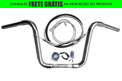 Kit Guidão e Cabos CROMADOS - Seca Sovaco - 12" Pol. Altura - Tubo 1.1/4" Pol. - Harley Davidson - Slim (2018+)
