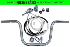 Kit Guidão e Cabos CROMADOS - Seca Sovaco - 12" Pol. Altura - Tubo 1" Pol. - Harley Davidson - Softail FX (com Riser - sem ABS)