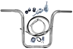Kit Guidão e Cabos CROMADOS - Seca Sovaco - 14" Pol. Altura - Tubo 1.1/4" Pol. CURVE - Harley Davidson - Deluxe (com Riser e Acelerador Eletrônico) - comprar online