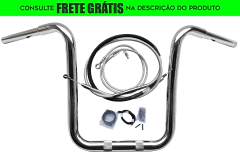 Kit Guidão e Cabos CROMADOS - Seca Sovaco - 15" Pol. Altura - Tubo 1.1/4" Pol. CURVE - Harley Davidson - Fat Boy (2018+)