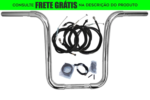 Kit Guidão Seca Sovaco - 15" Pol. Altura - Tubo 1.1/4" Pol. CURVE - CROMADO - Honda - Shadow 750 (sem riser)