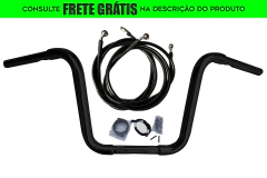 Kit Guidão Seca Sovaco - 12" Pol. Altura - Tubo 1.1/4" Pol. - PRETO - Harley Davidson - Road King (2016-2017 a 2020-2020) (ABS e Embreagem Hidráulica)