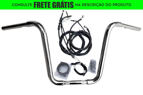 Kit Guidão Seca Sovaco - 14" Pol. Altura - Tubo 1.1/4" Pol. - CROMADO - Yamaha - Midnight 950