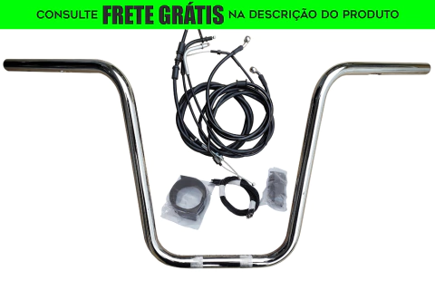 Kit Guidão Seca Sovaco - 14" Pol. Altura - Tubo 1" Pol. - CROMADO - Yamaha - Midnight 950