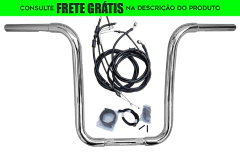 Kit Guidão Seca Sovaco - 15" Pol. Altura - Tubo 1.1/4" Pol. CURVE - CROMADO - Yamaha - Midnight 950