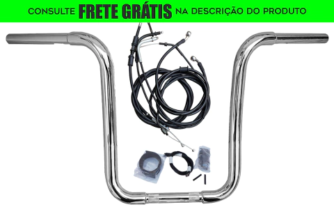 Kit Guidão Seca Sovaco - 16" Pol. Altura - Tubo 1.1/4" Pol. CURVE - CROMADO - Yamaha - Midnight 950