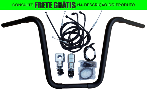 Kit Guidão Seca Sovaco - 12" Pol. Altura - Tubo 1.1/4" Pol. - PRETO - Honda - Shadow 600