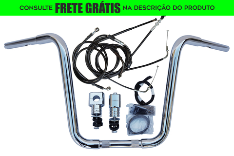 Kit Guidão Seca Sovaco - 16" Pol. Altura - Tubo 1.1/4" Pol. - CROMADO - Kawasaki - Vulcan 900 Custom (com riser)