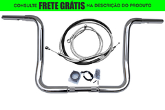 Kit Guidão e Cabos CROMADOS - Seca Sovaco - 16" Pol. Altura - Tubo 1.1/4" Pol. - Harley Davidson - Electra Glide (2008-2013)