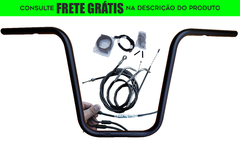 Kit Guidão Seca Sovaco - 14" Pol. Altura - Tubo 1" Pol. - PRETO - Harley Davidson - Dyna, Dyna Fat Bob, Dyna Street Bob (com ABS)