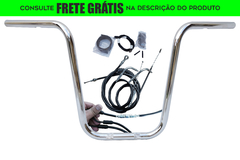 Kit Guidão Seca Sovaco - 12" Pol. Altura - Tubo 1" Pol. - CROMADO - Harley Davidson - Dyna, Dyna Fat Bob, Dyna Street Bob (com ABS)