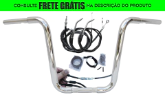 Kit Guidão Seca Sovaco - 16" Pol. Altura - Tubo 1.1/4" Pol. - CROMADO - Harley Davidson - Sportster 883/1200/48/Roadster (com ABS)