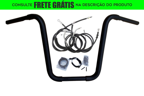 Kit Guidão Seca Sovaco - 16" Pol. Altura - Tubo 1.1/4" Pol. - PRETO - Harley Davidson - Sportster 883/1200