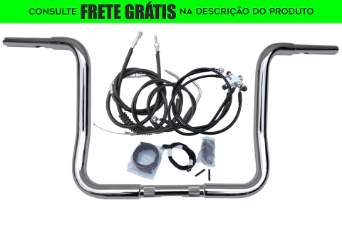 Kit Guidão Seca Sovaco - 16" Pol. Altura - Tubo 1.1/4" Pol. - CROMADO - Harley Davidson - Electra Glide (até 2007) - Sem ABS