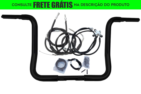 Kit Guidão Seca Sovaco - 14" Pol. Altura - Tubo 1.1/4" Pol. - PRETO - Harley Davidson - Street Glide (até 2007) - Sem ABS