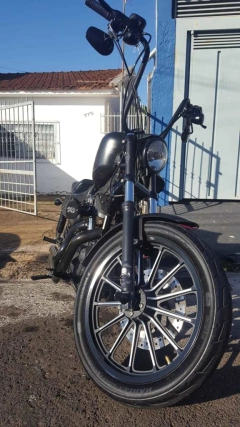 Kit Guidão Seca Sovaco - 14" Pol. Altura - Tubo 1" Pol. - PRETO - Harley Davidson - Sportster 883/1200