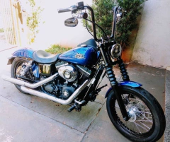 Imagem do Kit Guidão Seca Sovaco - 18" Pol. Altura - Tubo 1.1/4" Pol. - PRETO - Harley Davidson - Dyna Fat Bob