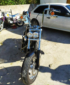 Imagem do Kit Guidão Seca Sovaco - 18" Pol. Altura - Tubo 1.1/4" Pol. - CROMADO - Harley Davidson - Dyna Fat Bob (com riser)