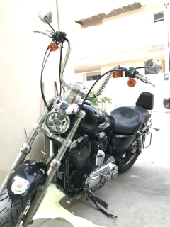 Kit Guidão Seca Sovaco - 12" Pol. Altura - Tubo 1" Pol. - CROMADO - Harley Davidson - Sportster 883/1200/48/Roadster (com ABS)