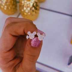 Aros mickey cubic - plata rosé (cod 25)