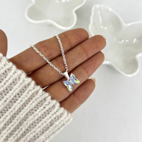 Cadena mariposa tornasol - acero blanco (cod 21) (40 o 45 cm)