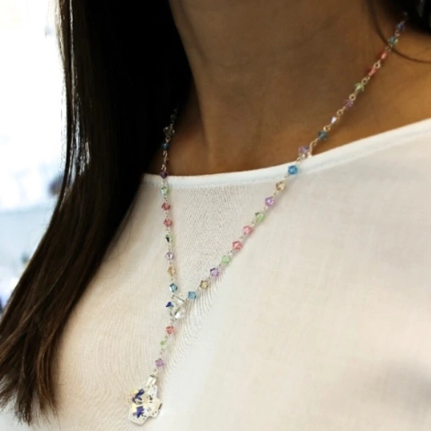 Rosario 4 mm Pastel - cristal & plata 925 (cod 158)