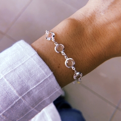 Pulsera círculos strass - acero blanco (cod 14)
