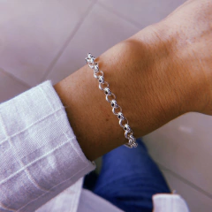 Pulsera mini rolo - acero blanco (cod 10)