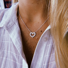 Cadena corazon calado - plata 925 (42 cm + 3 de extensor) (cod 43)