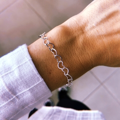 Pulsera sinfin corazones - acero blanco (cod 15)