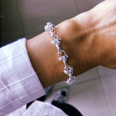 Pulsera eslabon combinado - acero blanco (cod 20)