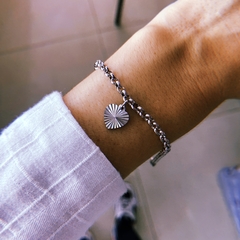 Pulsera corazon facetado - acero quirúrgico (cod 14)