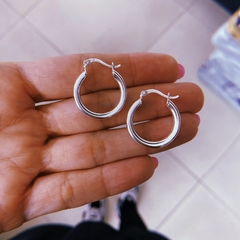 Argollas cubanas intermedias 2,2 cm - plata 925 (cod 32)