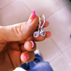 Argollas corazon blanco - acero blanco (cod 13)