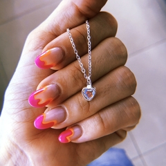 Cadena mini corazon tornasol - acero blanco (cod 17)