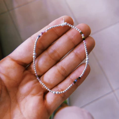Pulsera bolitas elastizada turmalina color - plata 925 (cod 24)