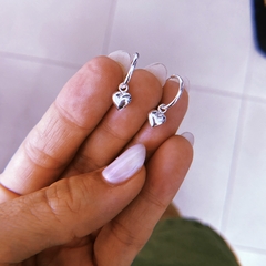 Argollas mini corazon gordito (1,2 cm) - plata 925 (cod 18)