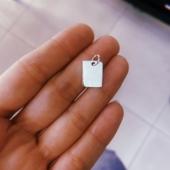 Dije chapa rectangular (1 cm)- plata 925 (cod 16) apto para grabar