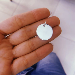 Dije chapa circle 4 (2 cm)- plata 925 (cod 30) apto para grabar