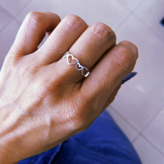 Anillo sinfin corazones calados - plata 925 (cod 17)