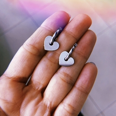 Argollas corazon pasante - acero quirúrgico (cod 11)
