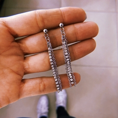 Aros largos strass cadenitas - acero quirúrgico (cod 13)